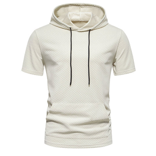 Herren Kurzarmkapuzenpullover mit strukturiertem Design EB