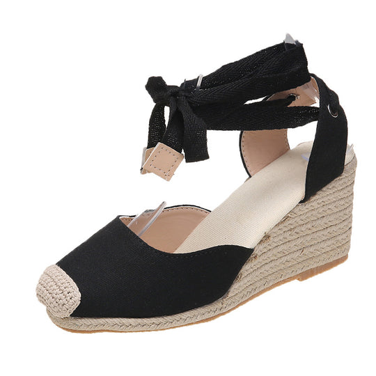 Damen Wedge-Sandalen mit verstellbarem Riemen und elastischem Obermaterial EB