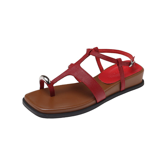 Damen modische Zehentrenner-Sandalen mit elegantem Riemchen-Design EB