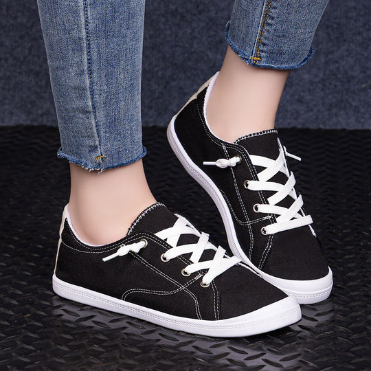 Damen Bequeme Canvas Sneakers mit atmungsaktiver Innensohle EB