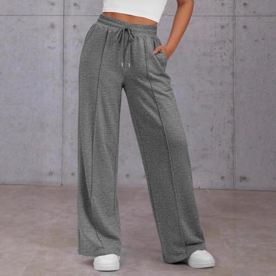 Damen Komfortable Weite Sweatpants mit elastischem Bund und praktischen Taschen EB