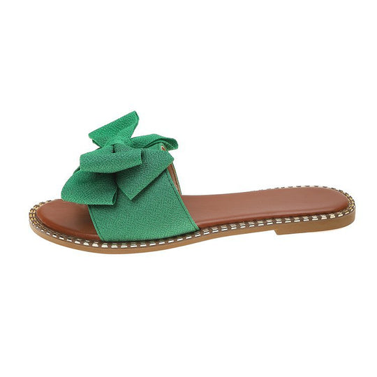 Damen trendige Slipper mit großem Schleifenakzent EB
