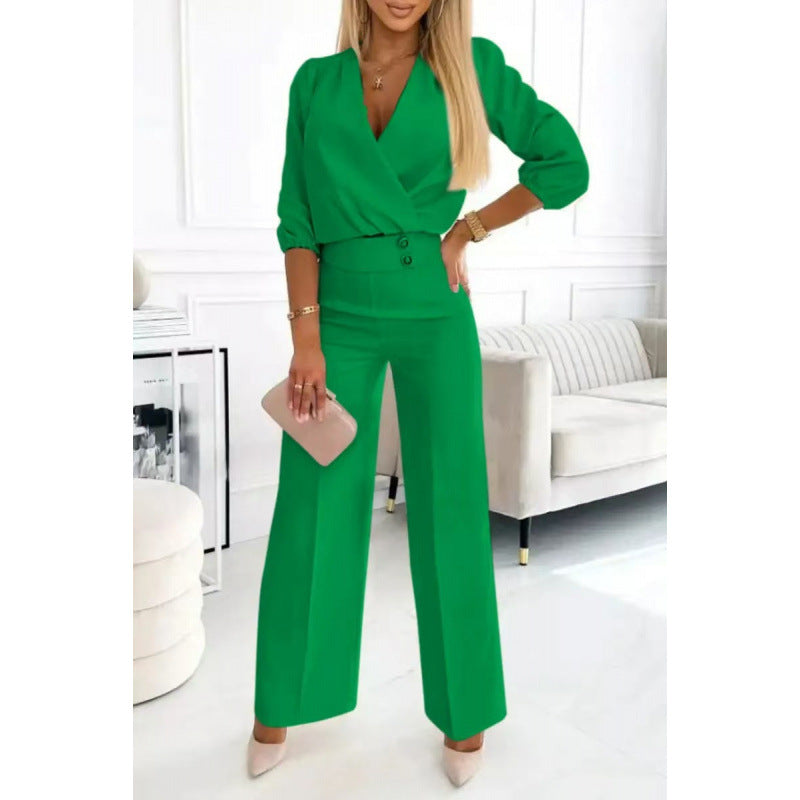 Damen elegantes Jumpsuit mit weiten Beinen EB