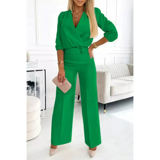 Damen elegantes Jumpsuit mit weiten Beinen EB