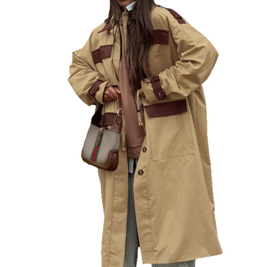 Damen Longline Utility-Jacke mit praktischen Taschen und verstellbarem Taillenzug EB