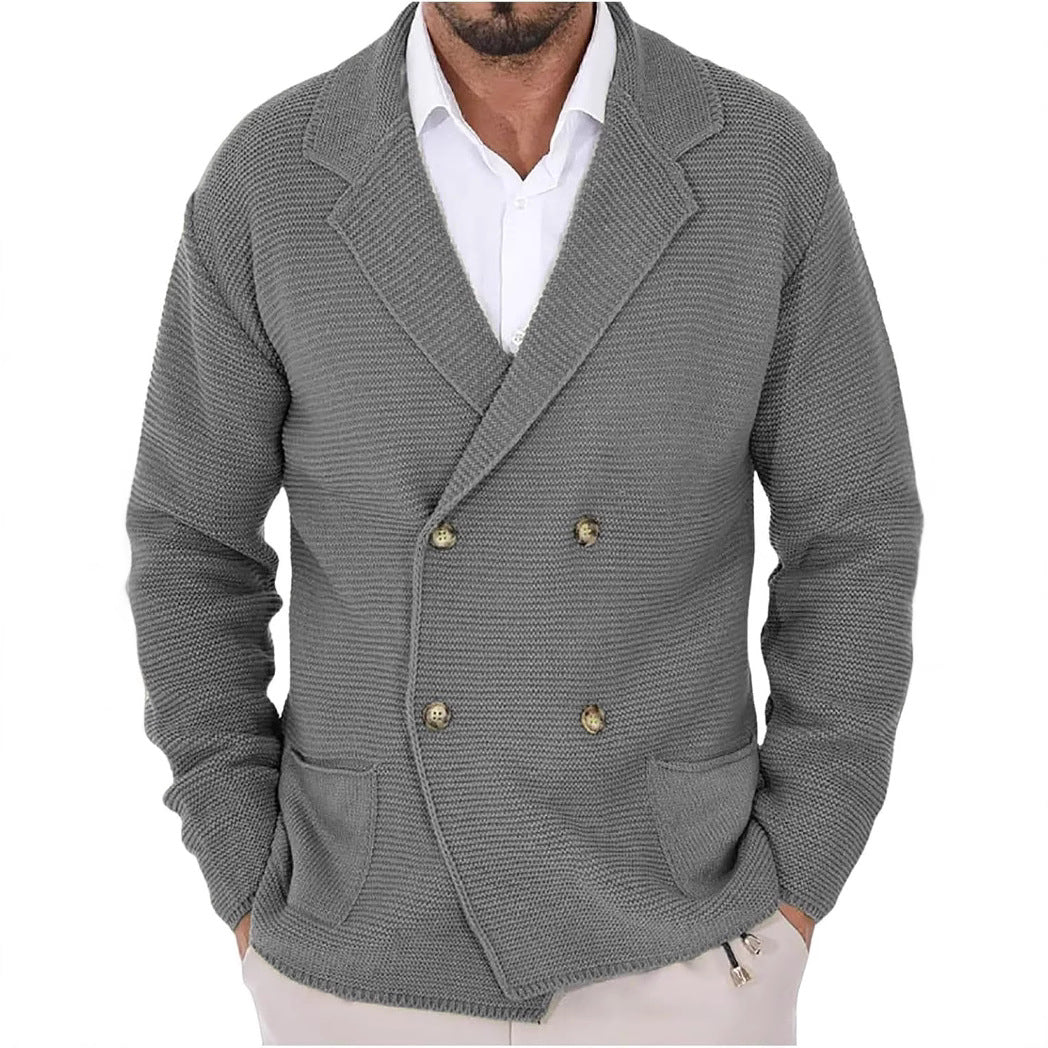 Herren Strickjacke mit modischem Schalkragen und dekorativen Knöpfen EB