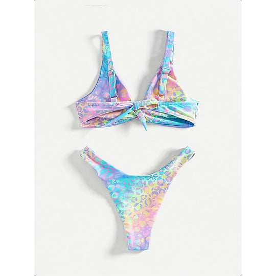 Damen Triangle-Bikini mit modernem Leopardenmuster und verspieltem Knoten EB