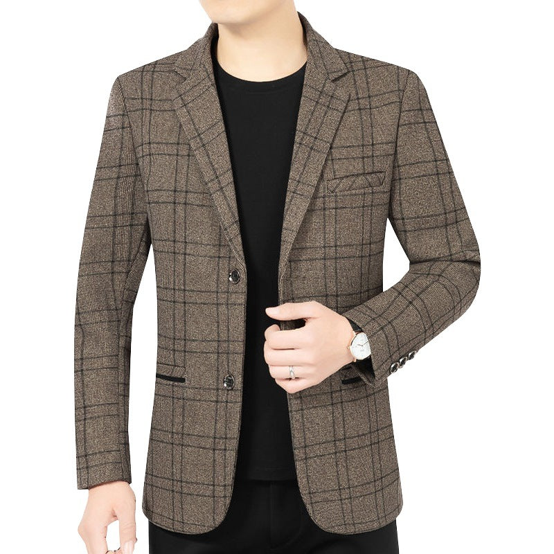 Herren Elegantes Karomuster-Sakko mit leichtem Stretch und Notch-Revers EB