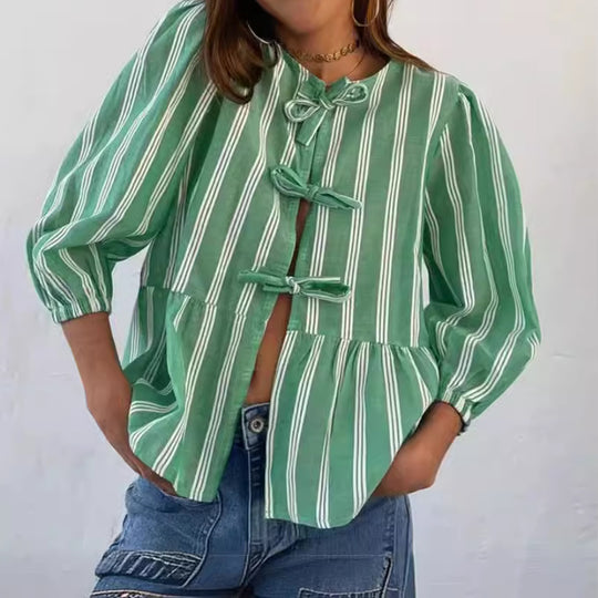 Damen Bluse mit Rüschendetails und raffinierter Knopföffnung EB