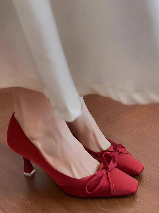 Damen elegante Ballerinas mit dekorativem Schleifendesign EB