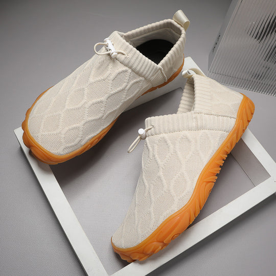 Herren gestrickte Slip-On Freizeitsneaker mit elastischem Schaft, Zuglasche und griffiger Gummisohle EB