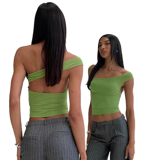 Damen trendiges Neckholder-Top mit elegantem V-Ausschnitt und figurschmeichelndem Schnitt EB