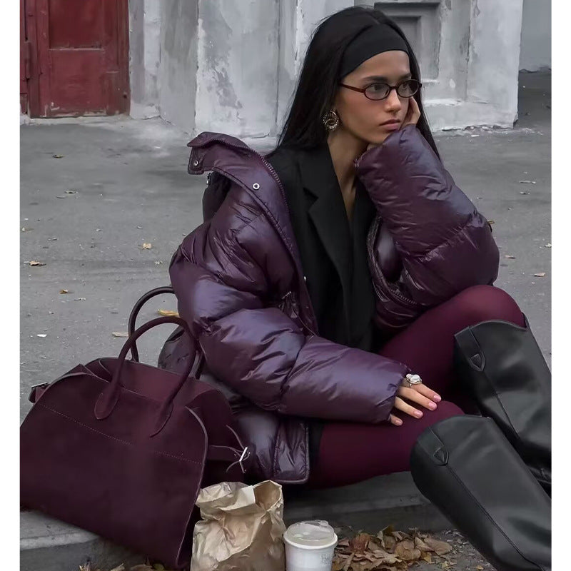 Damen gesteppte Übergangsjacke mit Kapuze und praktischen Eingrifftaschen EB