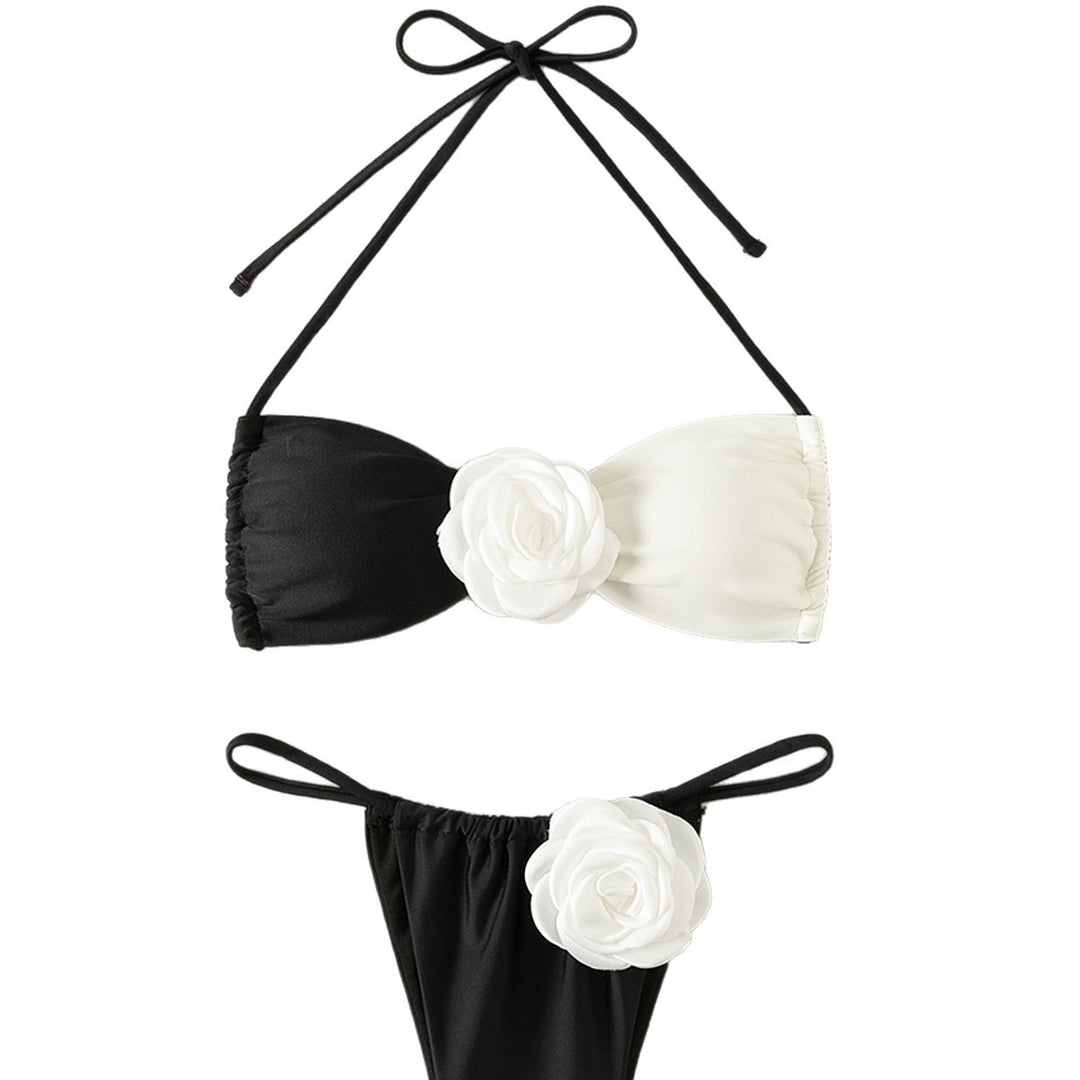 Damen Triangel-Bikini mit eleganten Blumendetails EB