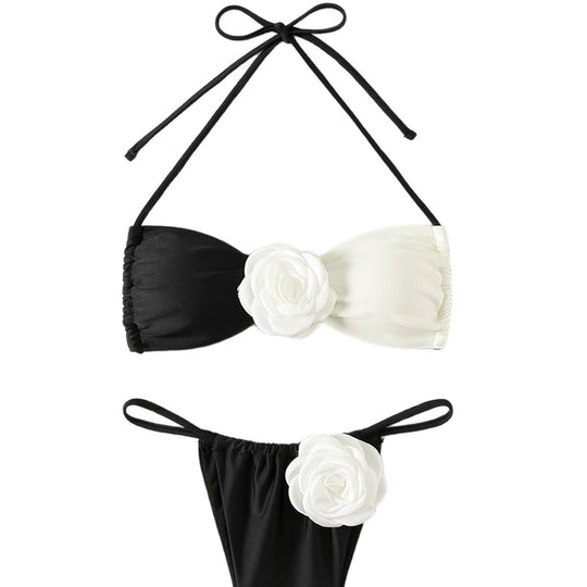 Damen Triangel-Bikini mit eleganten Blumendetails EB