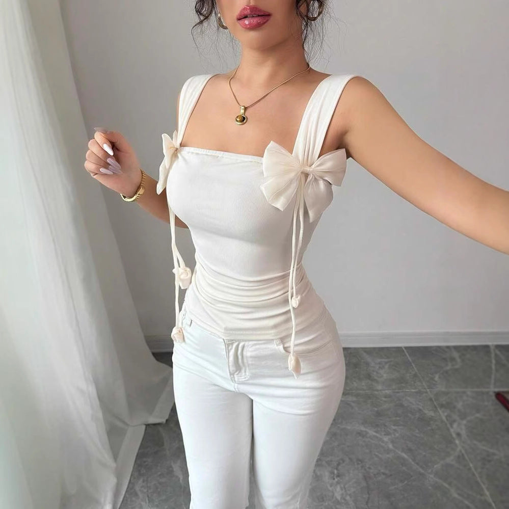 Damen Cropped Top mit verspielten Schleifendetails EB