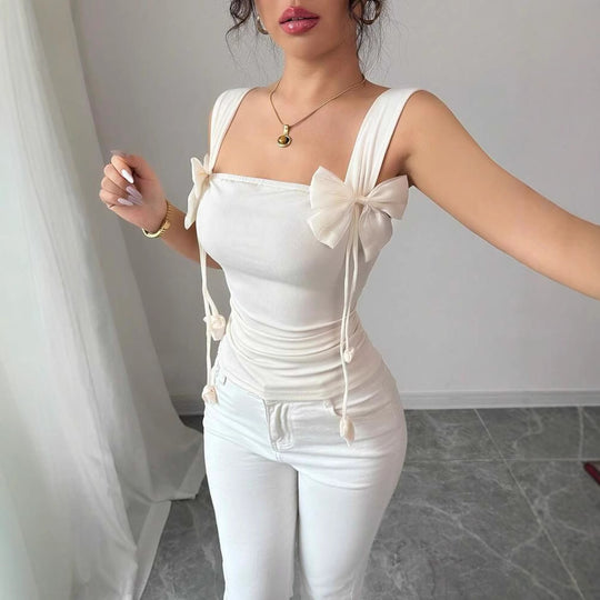 Damen Cropped Top mit verspielten Schleifendetails EB