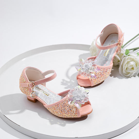 Mädchen Glitzernde Festtagschuhe mit Blumenapplikation EB