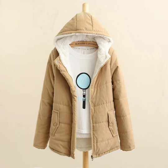 Damen gesteppte Winterjacke mit Kapuze und warmem Innenfutter EB