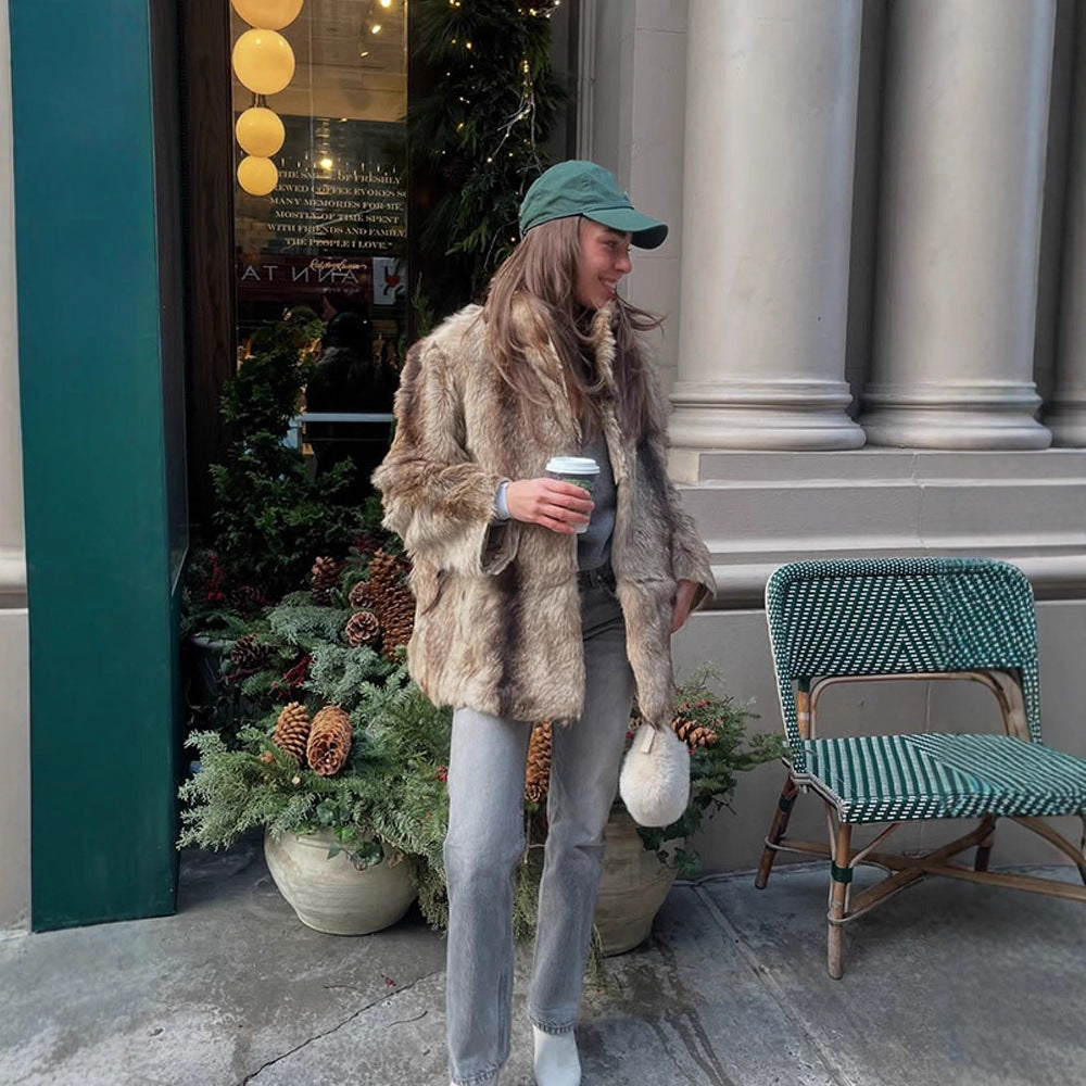 Damen luxuriöse Kunstfelljacke EB