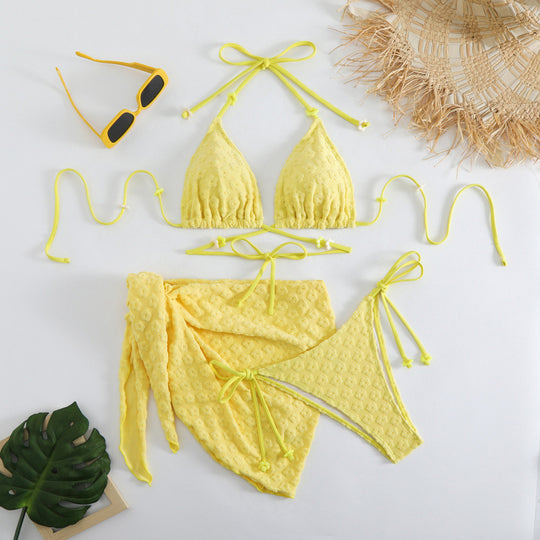 Damen Triangel-Bikini mit floralem Muster und dazugehörigem Rock EB