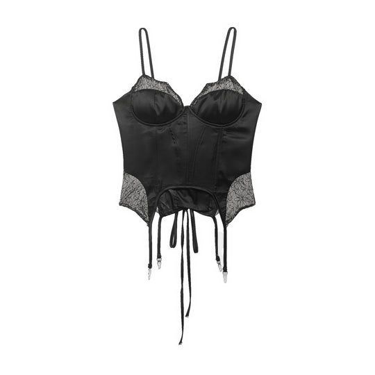 Damen Korsett Top mit zartem Spitzenbesatz und raffiniertem Schnitt EB