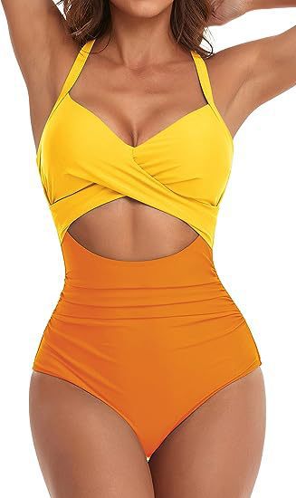 Damen Cut-Out Badeanzug mit Kreuzgurt EB