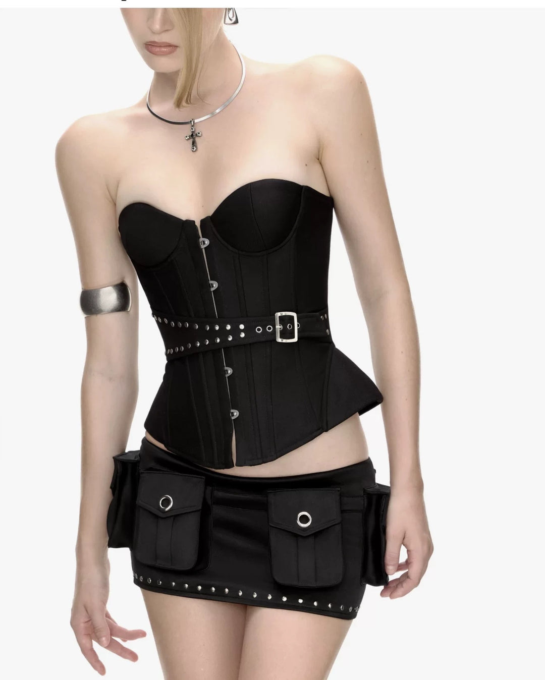 Damen Korsettoberteil mit authentischen Details und figurformenden Schnallen EB