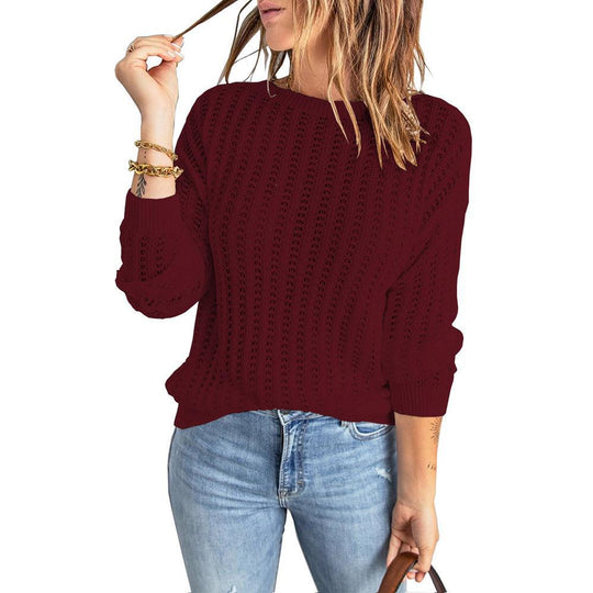 Damen Grobstrickpullover mit luftiger Struktur und modischem Schnitt EB