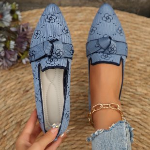 Damen Stilvolle und komfortable Ballerinas mit großem Schleifendetail EB