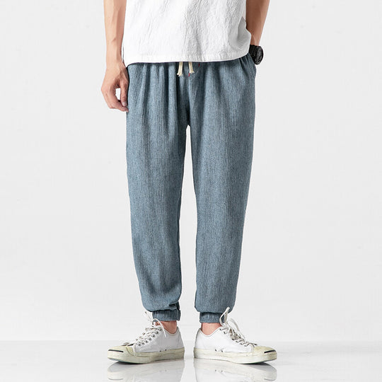 Herren nan leichte Leinenhose mit Tunnelzug und elastischen Bündchen EB