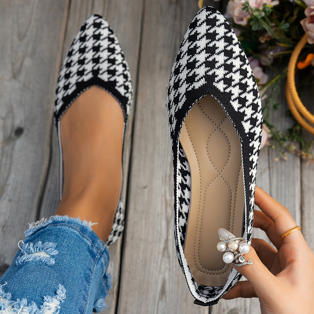 Damen Ballerinas mit kreativem Hahnentrittmuster und flexiblem Fußbett EB