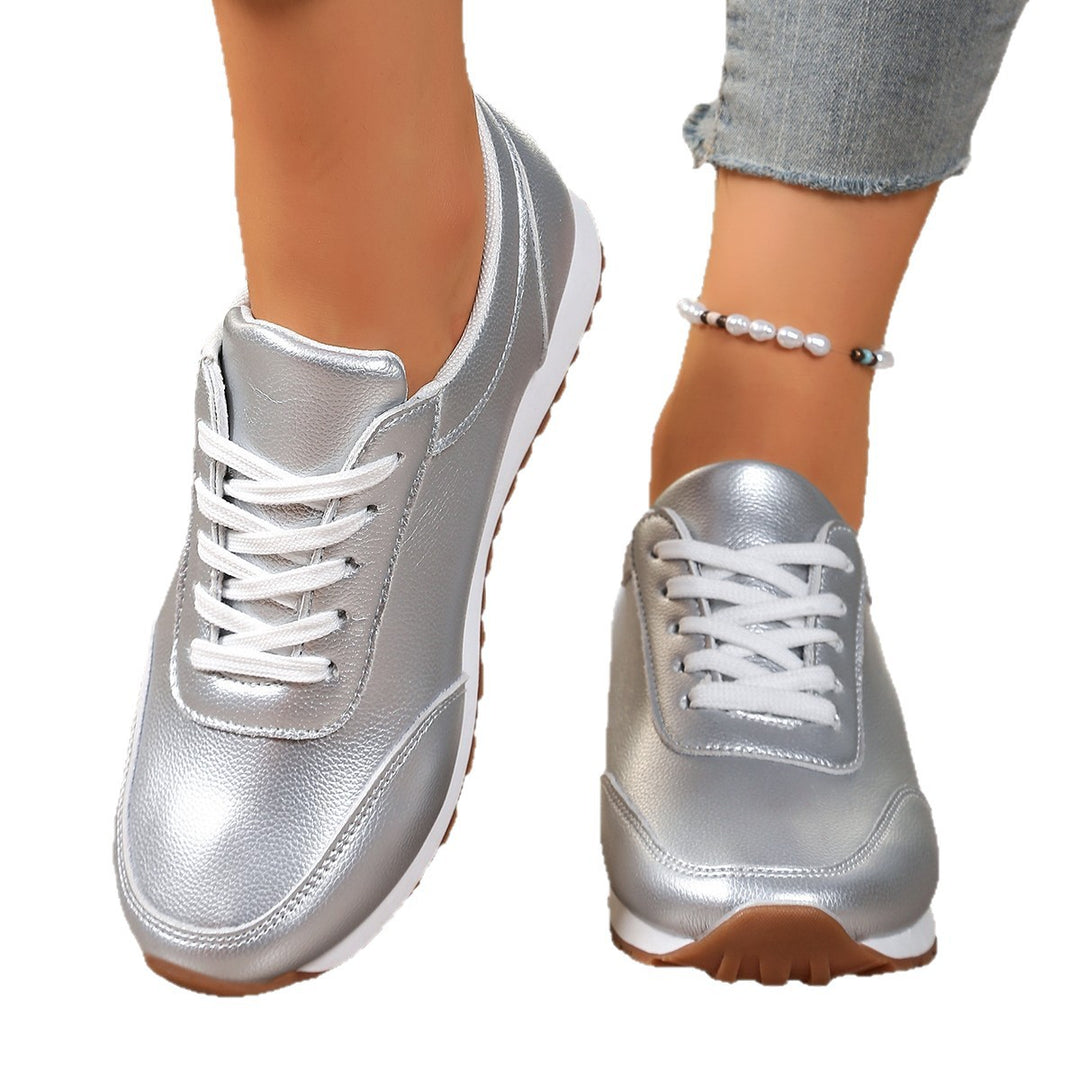 Damen modischer Metallic-Sneaker mit dämpfender Leichtsohle und rutschfester Profilgummisohle EB