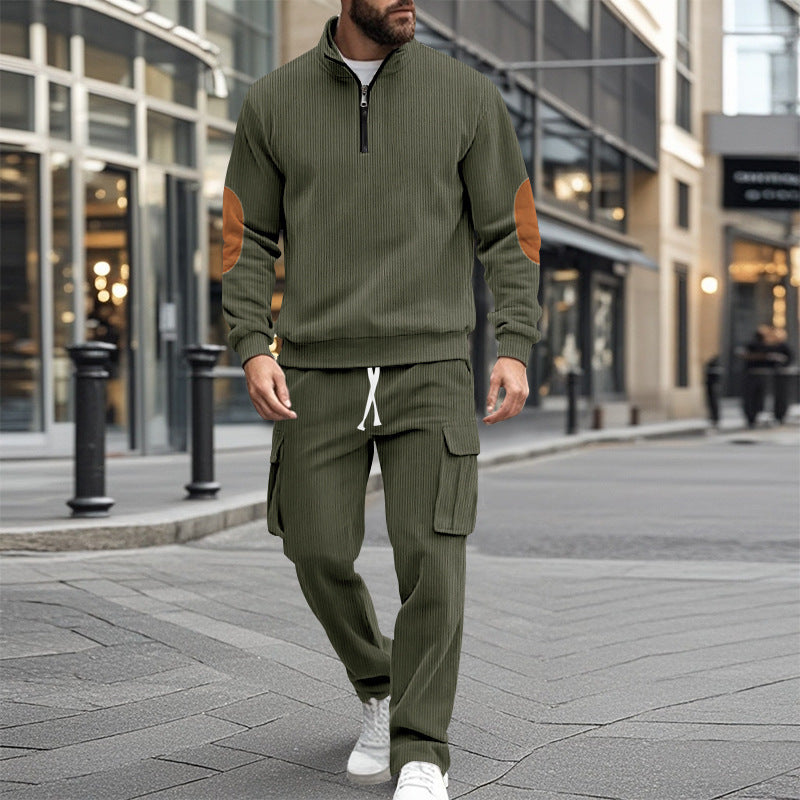 Herren sportliches Freizeitset mit Reißverschluss und praktischen Taschen EB