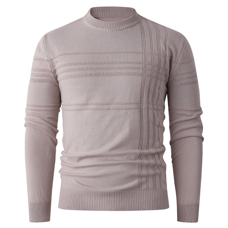 Herren nan Feinstrick-Pullover Rundhals mit geprägter Streifenstruktur und schmaler Silhouette EB