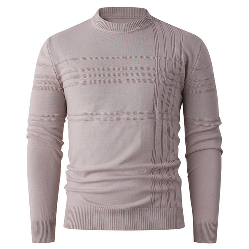 Herren nan Feinstrick-Pullover Rundhals mit geprägter Streifenstruktur und schmaler Silhouette EB