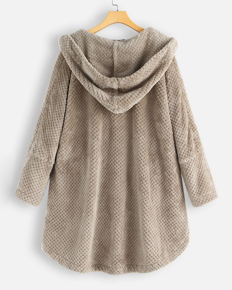 EB | Abgerundeter Saum Kapuzen Sweatshirtjacke