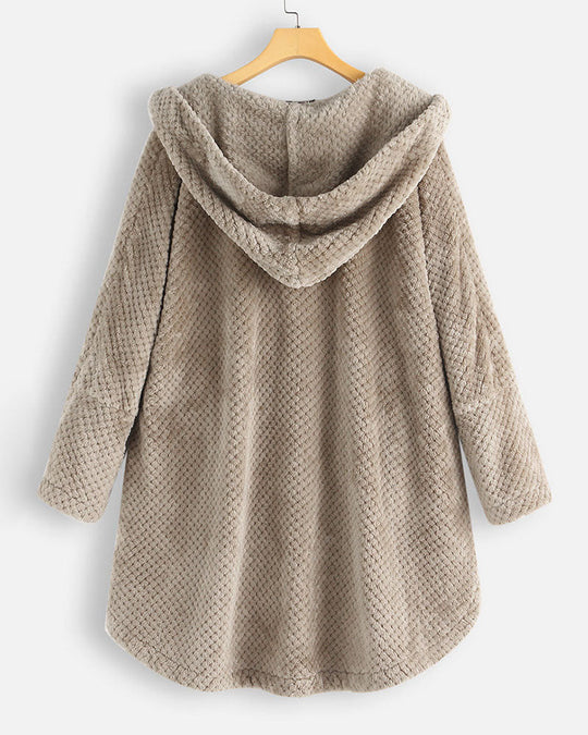 EB | Abgerundeter Saum Kapuzen Sweatshirtjacke