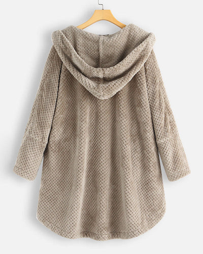 EB | Abgerundeter Saum Kapuzen Sweatshirtjacke