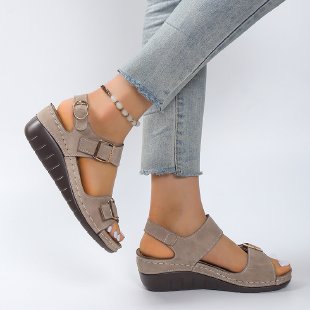 Damen Komfortable Wedge-Sandalen mit verstellbaren Riemen EB