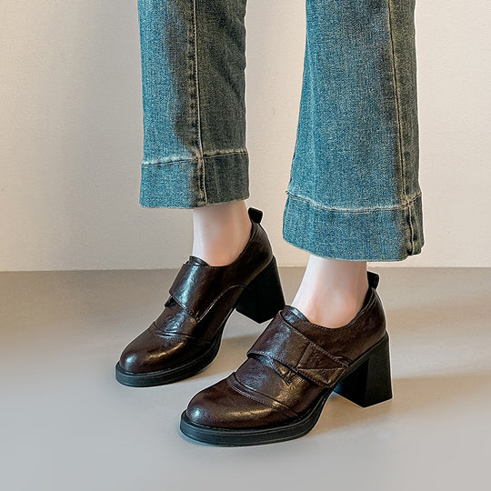 Damen modische Halbschuhe mit breitem Klettverschluss EB