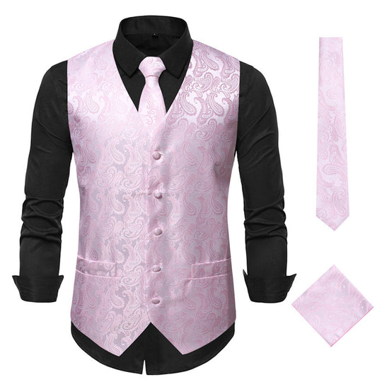 Herren elegante Anzugweste mit eleganten Paisley-Muster und passendem Zubehör EB