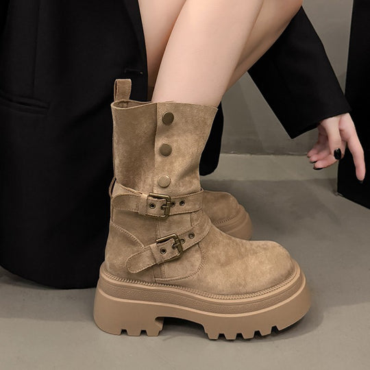 Damen Stiefeletten mit stylishen Schnallen und rutschfester Sohle EB