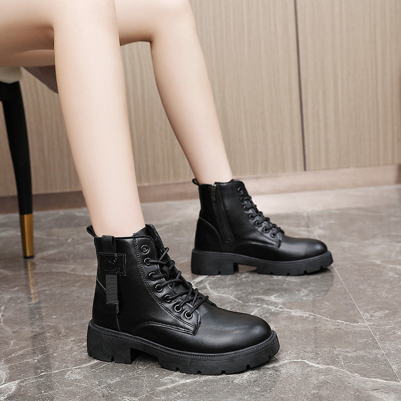 Damen Modische Halbstiefel mit praktischer Schnürung und robustem Reißverschluss EB