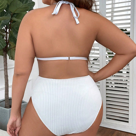 Damen Hochgeschnittener Bikini mit eleganten Rippendetails EB