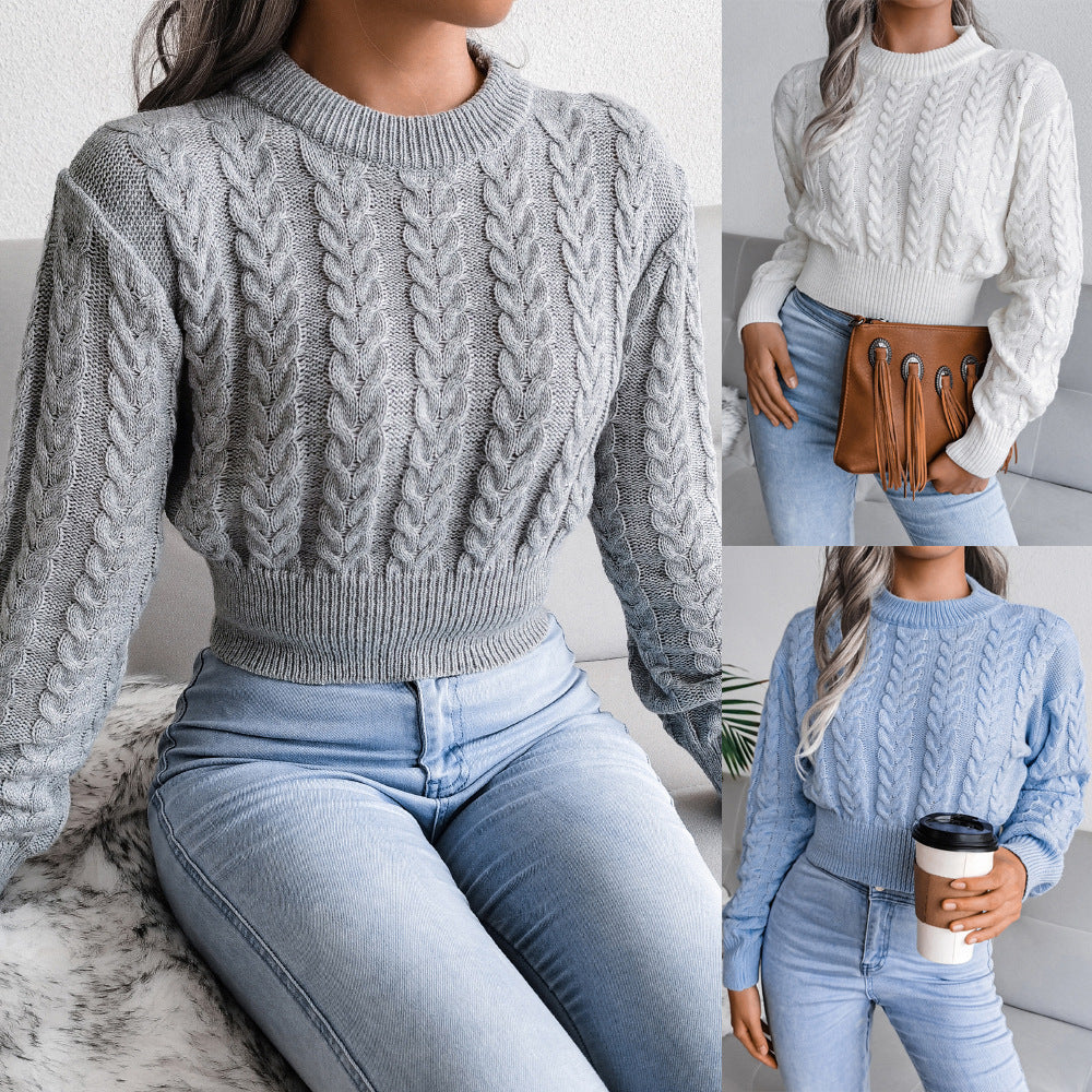 Damen Grobstrickpullover mit strukturiertem Zopfmuster und tailliertem Schnitt EB