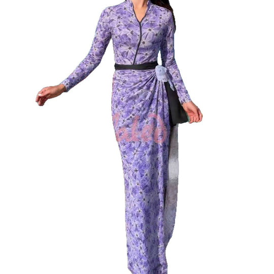 Damen elegantes Strandkleid mit floralem Muster EB