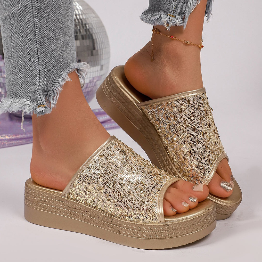 Damen Glitzernde Plattform-Sandalen EB