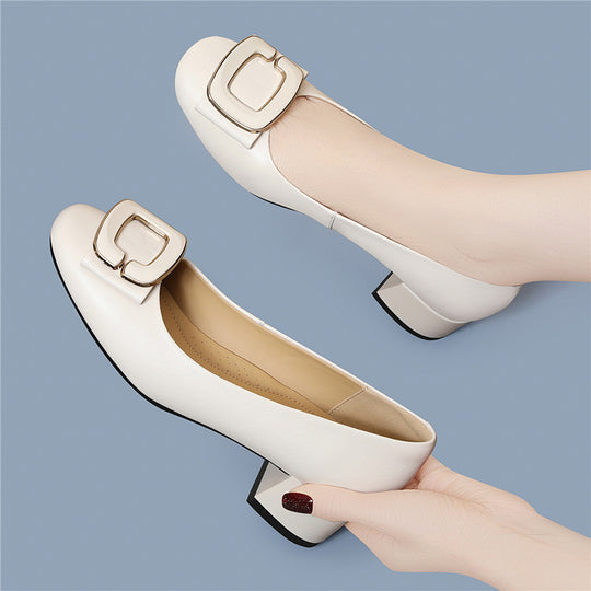 Damen elegante Ballerinas mit auffälligem Schnallen-Detail EB