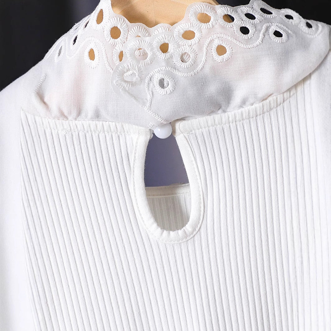 Mädchen Bluse mit voluminösen Tüllärmeln und aufwändigen Blumenstickereien EB